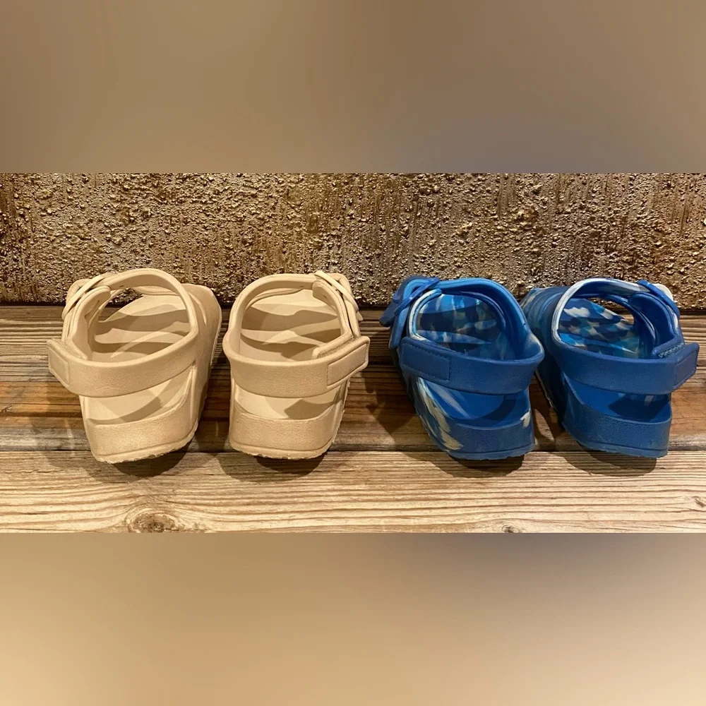 Wonder Nation Toddler Kids EVA Two Buckle 2- Pack Tan/Blue Swirl Sandals - 9/10T - Picture 8 of 13